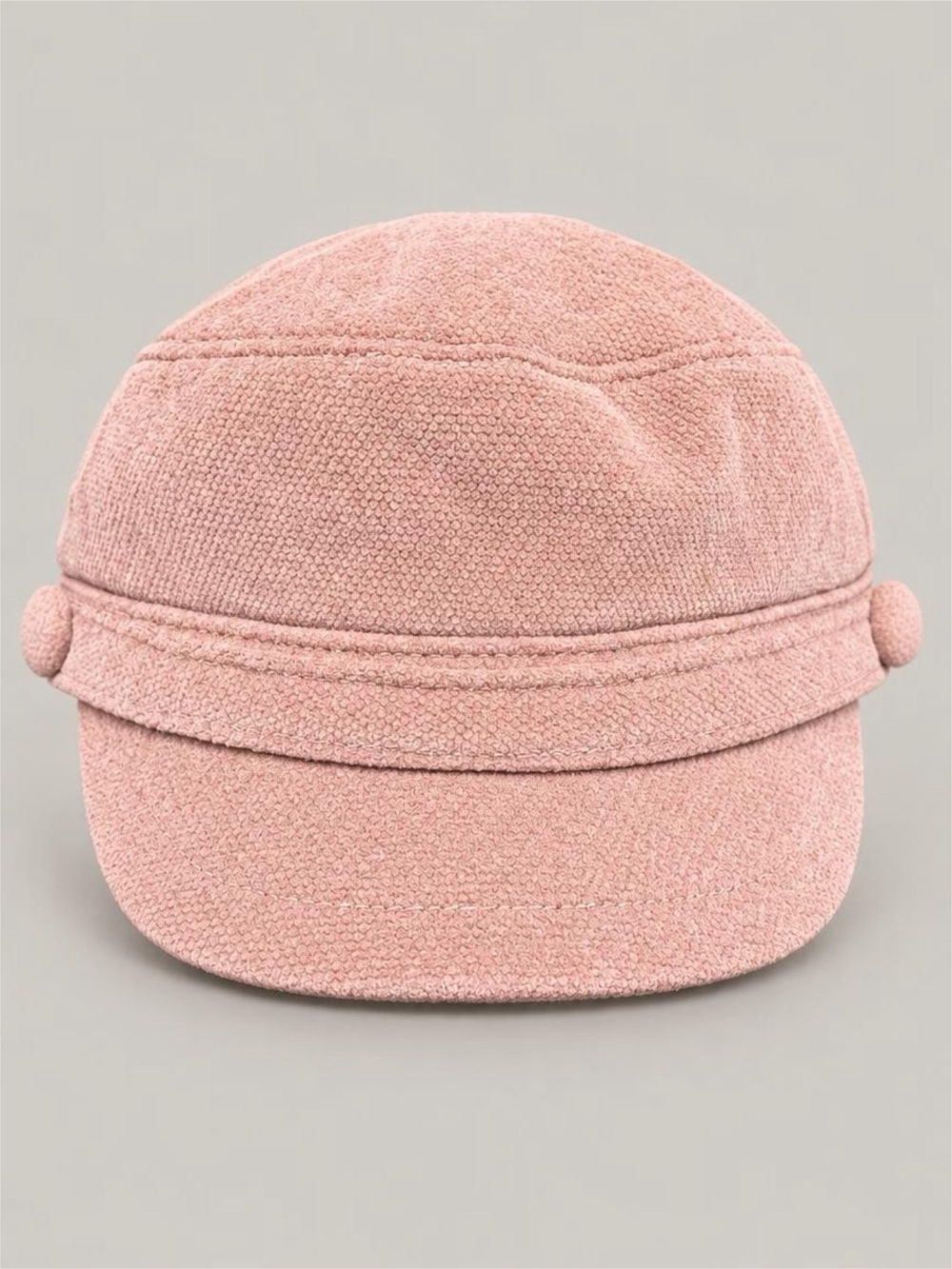 Pink Knit Button-Accent Cap